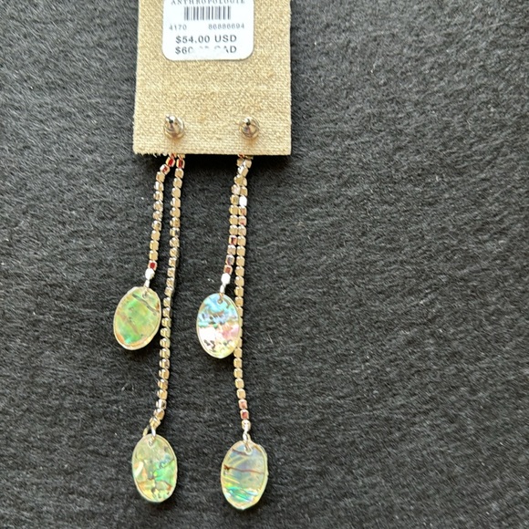 NEW Anthropologie long crystal emerald drop earrings. - Picture 6 of 7